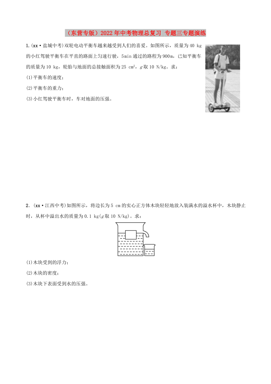 （東營專版）2022年中考物理總復習 專題三專題演練_第1頁