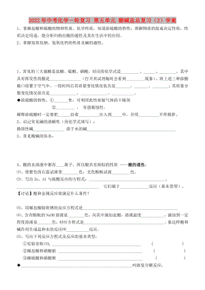 2022年中考化學一輪復習 第五單元 酸堿鹽總復習（2）學案