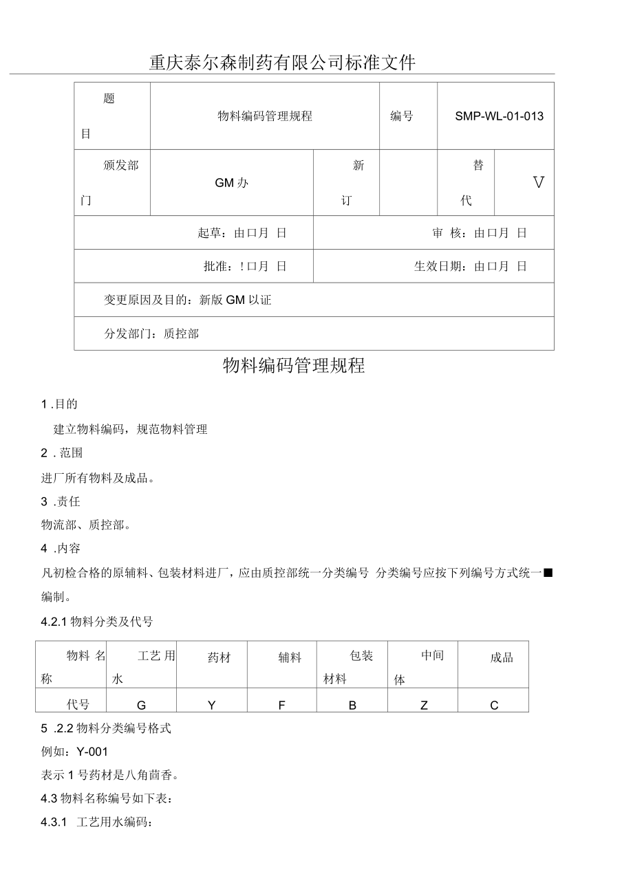 物料编码管理规程_第1页