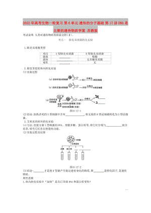 2022年高考生物一輪復(fù)習(xí) 第6單元 遺傳的分子基礎(chǔ) 第17講 DNA是主要的遺傳物質(zhì)學(xué)案 蘇教版