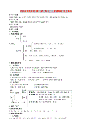 2022年中考化學(xué) 酸、堿、鹽（一）復(fù)習(xí)教案 新人教版