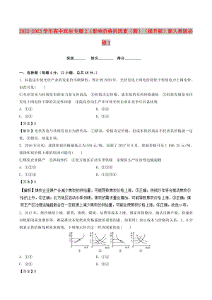 2022-2023學(xué)年高中政治 專題2.1 影響價格的因素（測）（提升版）新人教版必修1