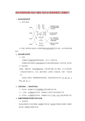 2022年高考生物 考點(diǎn)一遍過 考點(diǎn)43 染色體變異（含解析）