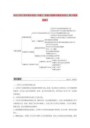 2022-2023學年高中政治 專題三 家庭與婚姻專題總結(jié)講義 新人教版選修5