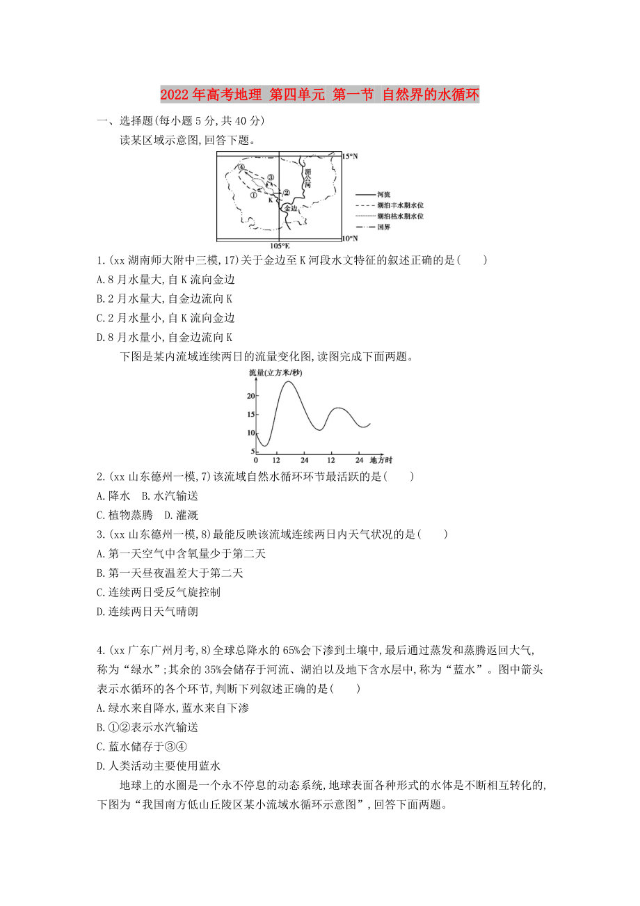 2022年高考地理 第四單元 第一節(jié) 自然界的水循環(huán)_第1頁