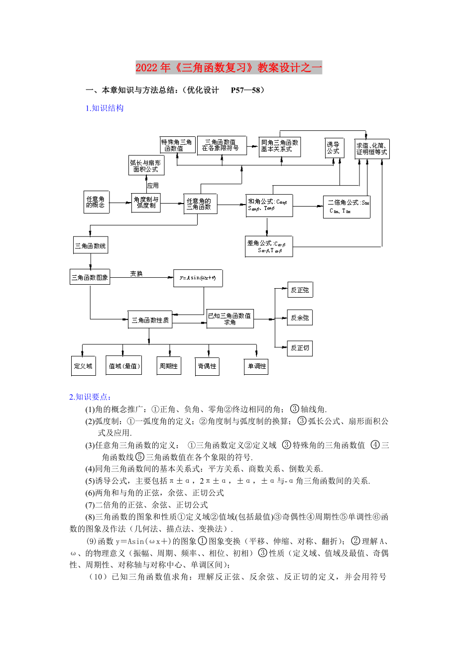 2022年《三角函數(shù)復(fù)習(xí)》教案設(shè)計(jì)之一_第1頁