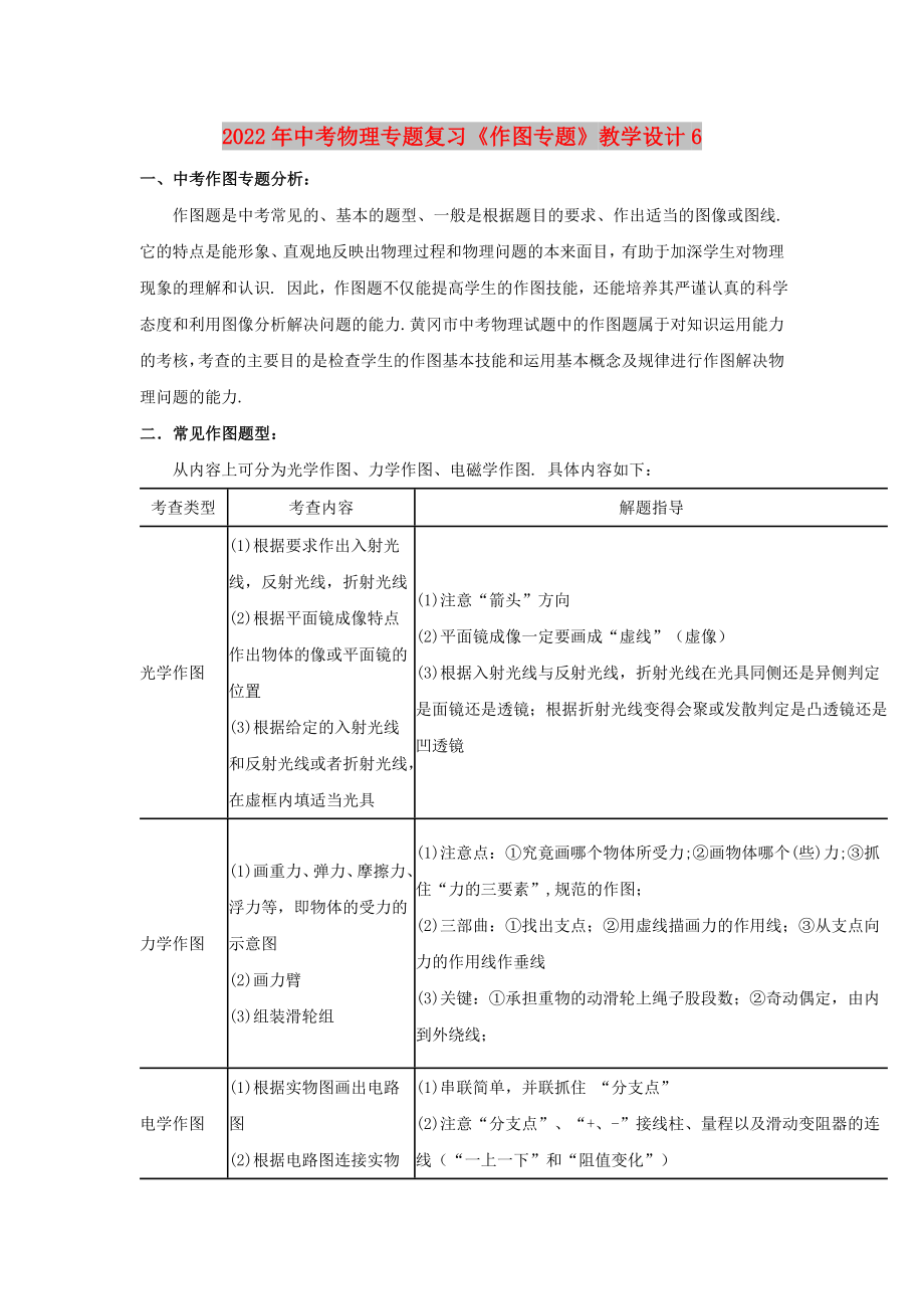 2022年中考物理專題復(fù)習(xí)《作圖專題》教學(xué)設(shè)計(jì)6_第1頁(yè)