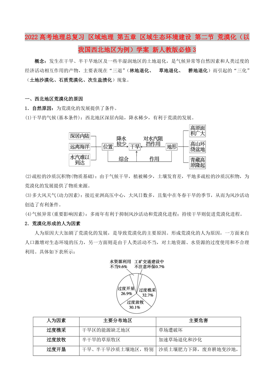 2022高考地理總復(fù)習(xí) 區(qū)域地理 第五章 區(qū)域生態(tài)環(huán)境建設(shè) 第二節(jié) 荒漠化（以我國(guó)西北地區(qū)為例）學(xué)案 新人教版必修3_第1頁(yè)