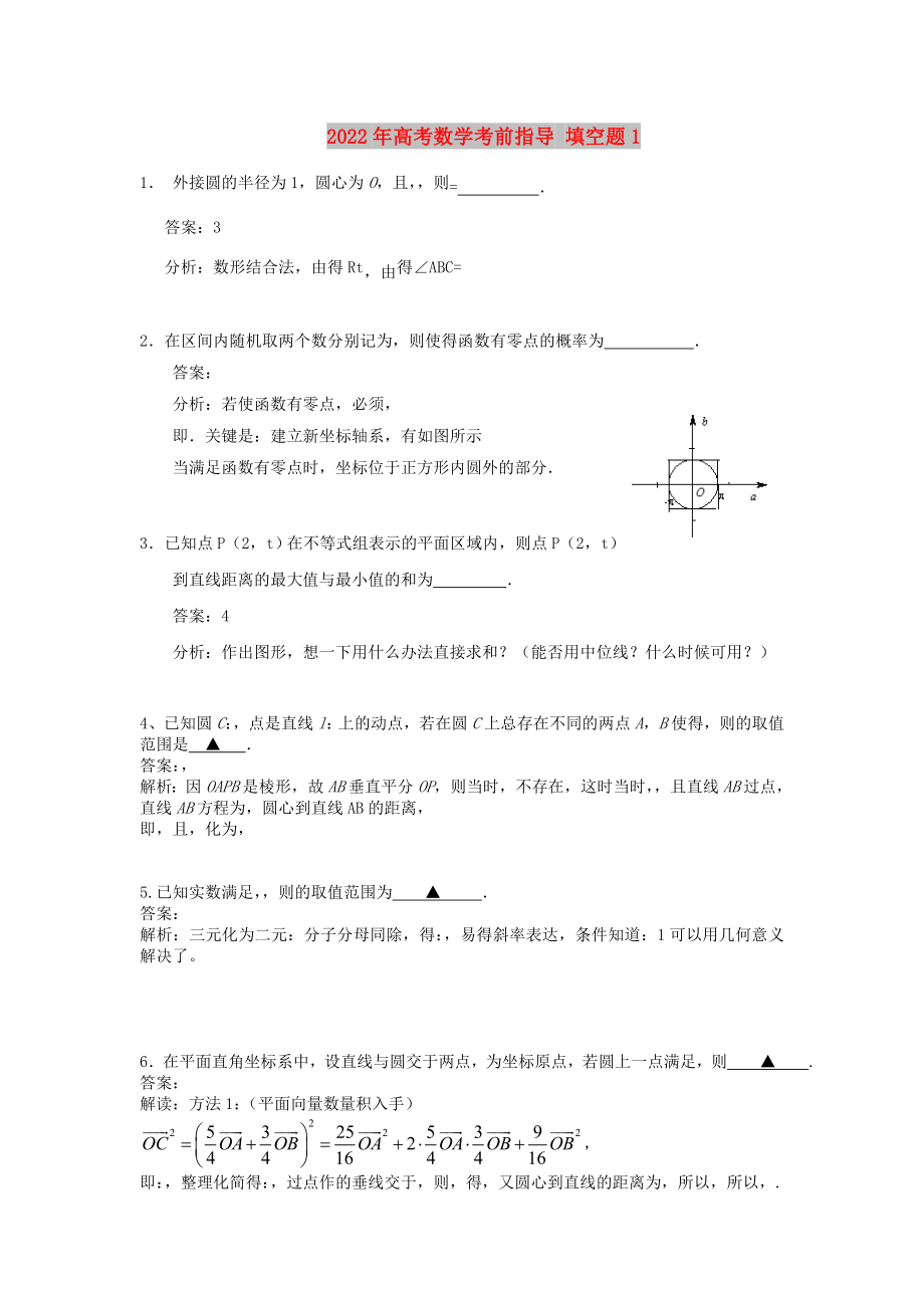 2022年高考數(shù)學(xué)考前指導(dǎo) 填空題1_第1頁