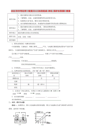 2022年中考化學(xué)一輪復(fù)習(xí)4《水的組成 凈化 保護(hù)水資源》教案