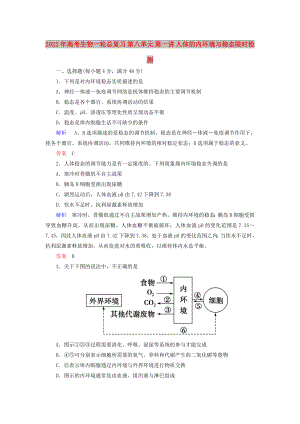 2022年高考生物一輪總復(fù)習(xí) 第八單元 第一講 人體的內(nèi)環(huán)境與穩(wěn)態(tài)限時(shí)檢測