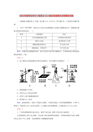 2022年高考化學(xué)大一輪復(fù)習(xí) 3.1鈉及其重要化合物課時訓(xùn)練