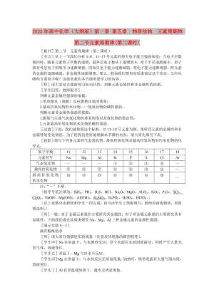 2022年高中化學(xué)（大綱版）第一冊(cè) 第五章物質(zhì)結(jié)構(gòu)元素周期律 第二節(jié)元素周期律(第二課時(shí))