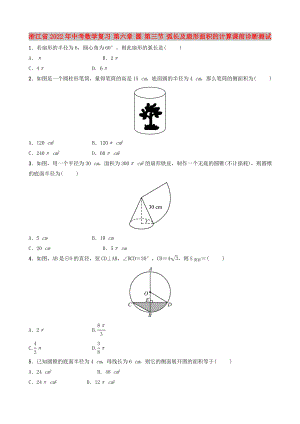 浙江省2022年中考數(shù)學(xué)復(fù)習(xí) 第六章 圓 第三節(jié) 弧長及扇形面積的計(jì)算課前診斷測試