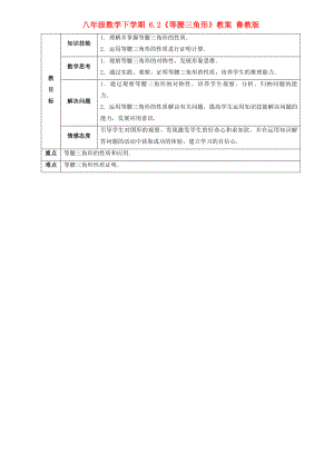 八年級(jí)數(shù)學(xué)下學(xué)期 6.2《等腰三角形》教案 魯教版