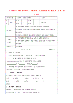 九年級語文下冊 第一單元 3《祖國啊我親愛的祖國》教學(xué)案（新版）新人教版