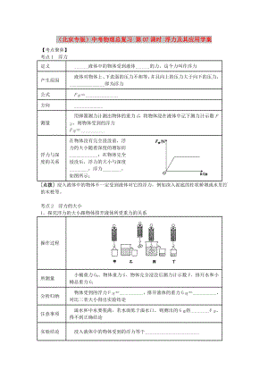 （北京專版）中考物理總復(fù)習(xí) 第07課時(shí) 浮力及其應(yīng)用學(xué)案