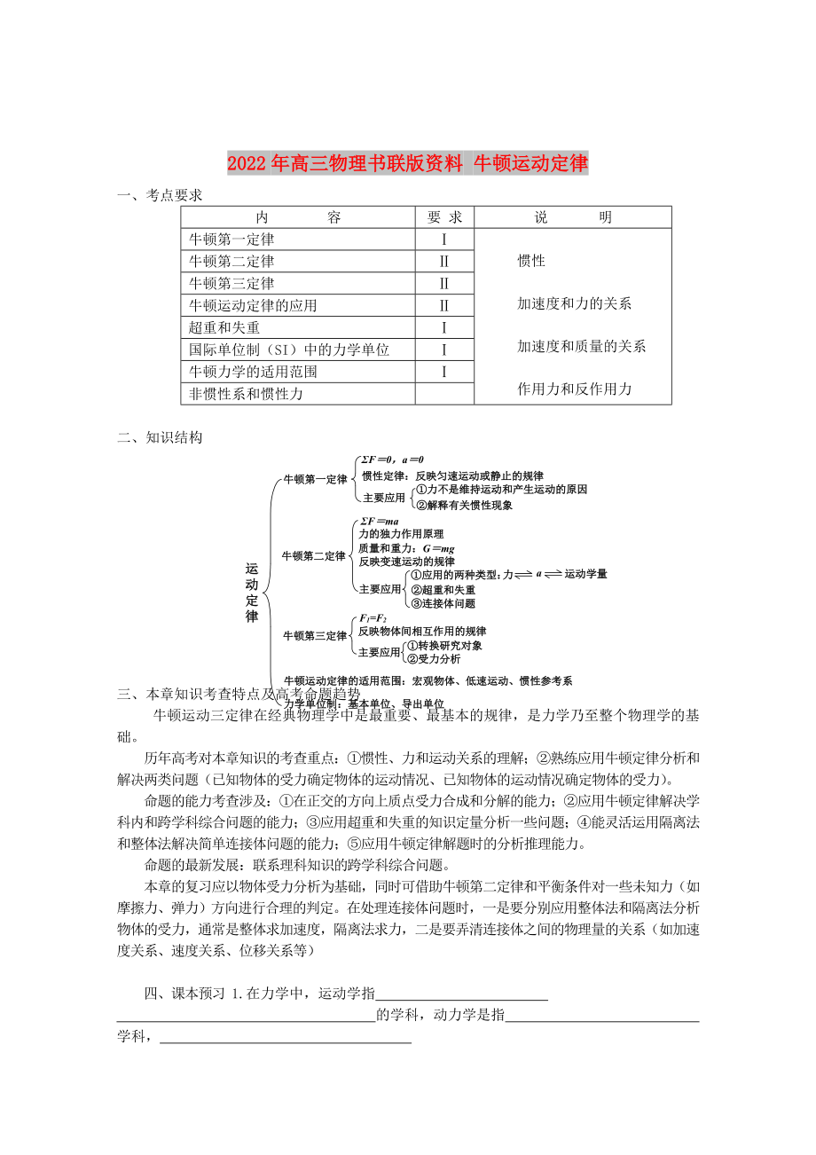 2022年高三物理書聯(lián)版資料 牛頓運(yùn)動(dòng)定律_第1頁