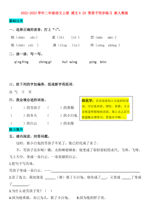 2022-2023學(xué)年二年級語文上冊 課文6 20 雪孩子同步練習(xí) 新人教版