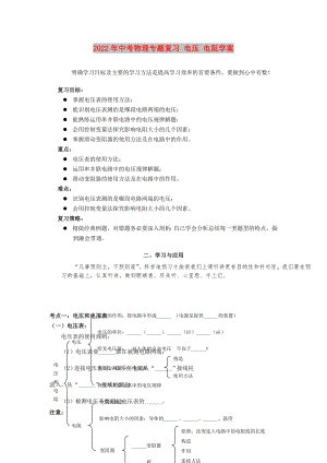 2022年中考物理專題復習 電壓 電阻學案