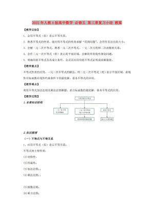 2022年人教A版高中數(shù)學(xué) 必修五 第三章復(fù)習(xí)小結(jié) 教案