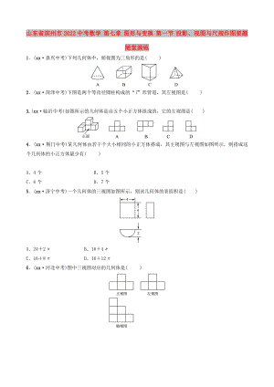 山東省濱州市2022中考數(shù)學(xué) 第七章 圖形與變換 第一節(jié) 投影、視圖與尺規(guī)作圖要題隨堂演練