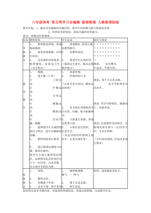 八年級體育 第五周學(xué)習(xí)自編操 籃球教案 人教新課標(biāo)版