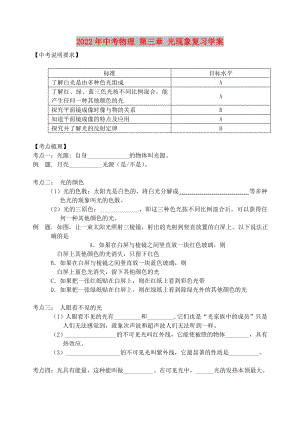 2022年中考物理 第三章 光現(xiàn)象復(fù)習(xí)學(xué)案