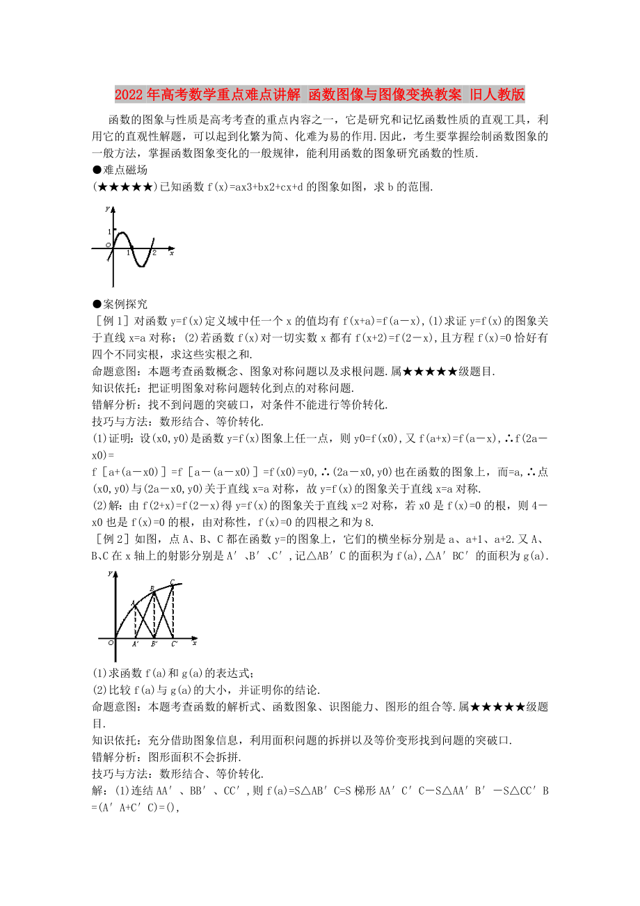 2022年高考數(shù)學(xué)重點難點講解 函數(shù)圖像與圖像變換教案 舊人教版_第1頁