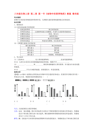 八年級生物上冊 第二章 第一節(jié)《食物中的營養(yǎng)物質》教案 魯科版