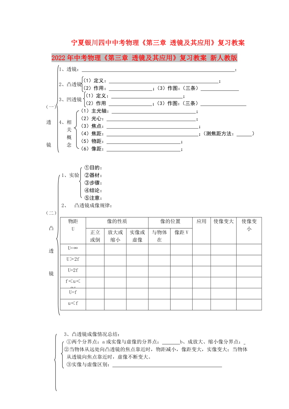 2022年中考物理《第三章 透鏡及其應(yīng)用》復(fù)習(xí)教案 新人教版_第1頁(yè)