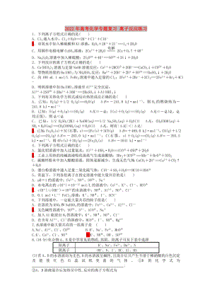2022年高考化學(xué)專(zhuān)題復(fù)習(xí) 離子反應(yīng)練習(xí)