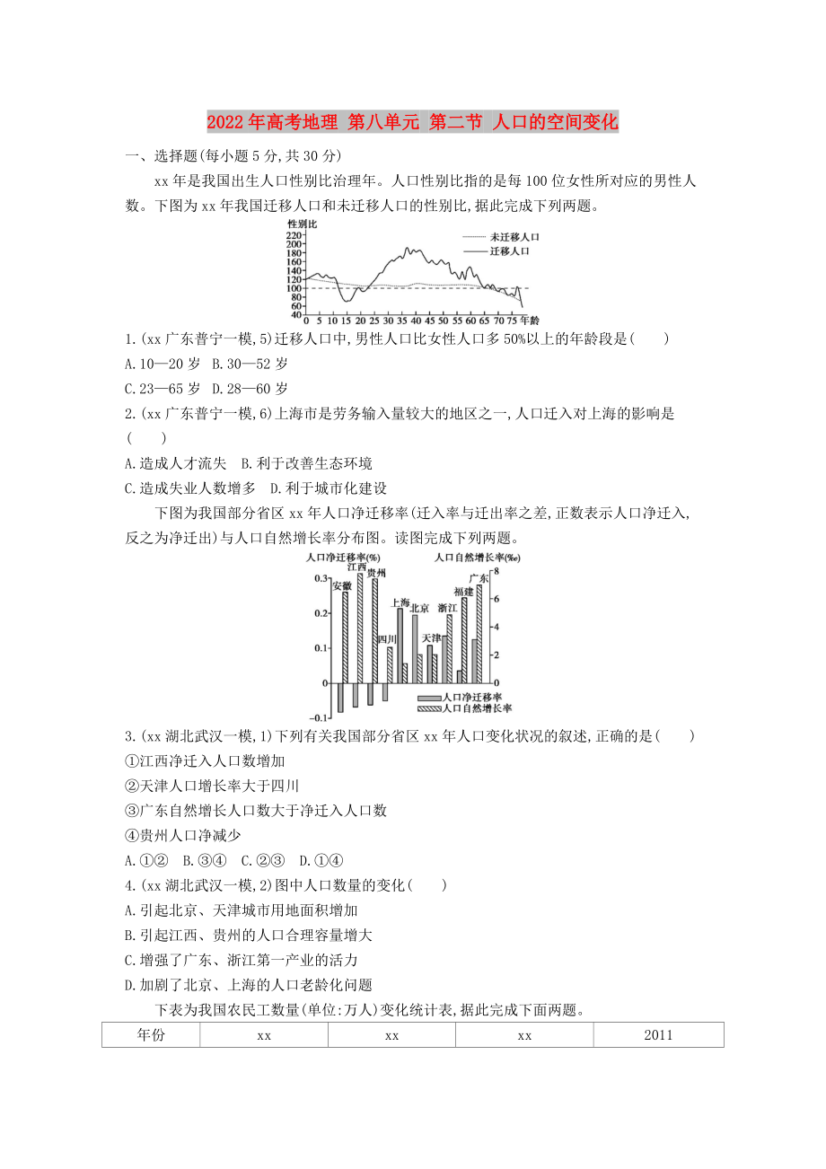 2022年高考地理 第八單元 第二節(jié) 人口的空間變化_第1頁