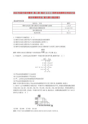 2022年高中高中數(shù)學(xué) 第二章 統(tǒng)計(jì) 2.2.1 用樣本的頻率分布估計(jì)總體分布課時(shí)作業(yè) 新人教A版必修3