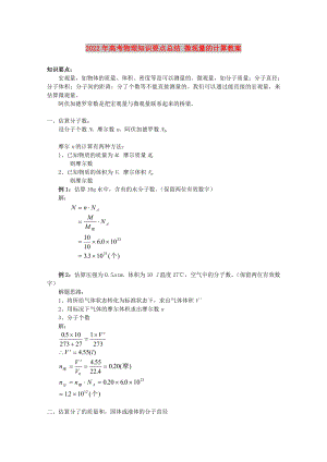 2022年高考物理知識要點總結(jié) 微觀量的計算教案