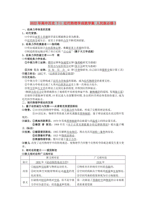 2022年高中歷史 7-1 近代物理學(xué)成就學(xué)案 人民版必修3