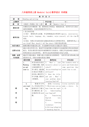 八年級英語上冊 Module1 Unit2教學(xué)設(shè)計 外研版