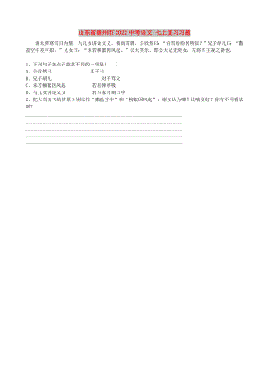 山東省德州市2022中考語文 七上復(fù)習(xí)習(xí)題