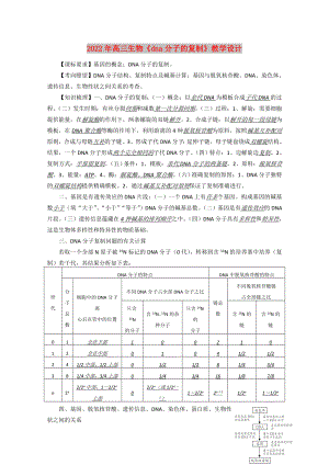 2022年高三生物《dna分子的復(fù)制》教學(xué)設(shè)計