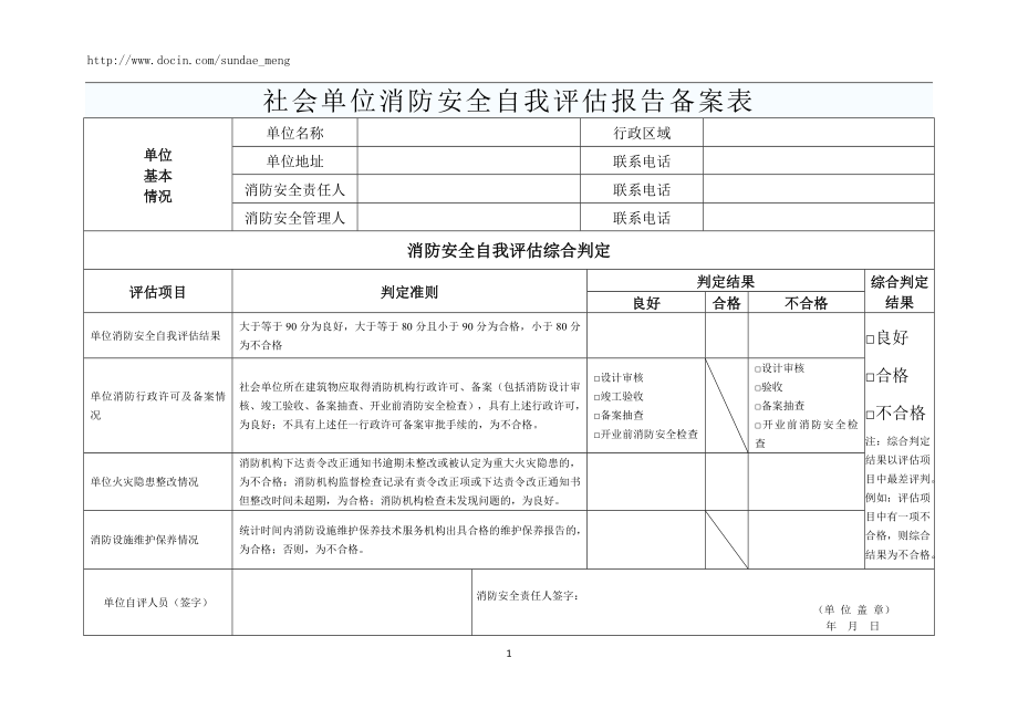 社會(huì)單位消防安全自我評(píng)估報(bào)告?zhèn)浒副?doc_第1頁(yè)