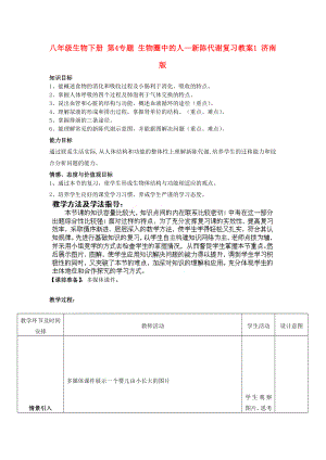 八年級(jí)生物下冊(cè) 第4專題 生物圈中的人—新陳代謝復(fù)習(xí)教案1 濟(jì)南版