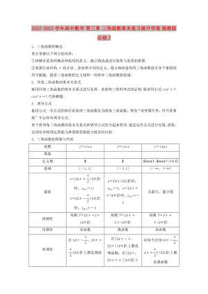 2022-2023學(xué)年高中數(shù)學(xué) 第三章 三角函數(shù)章末復(fù)習(xí)提升學(xué)案 湘教版必修2