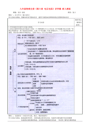 九年級物理全冊《第六章 電壓電阻》講學(xué)稿 新人教版