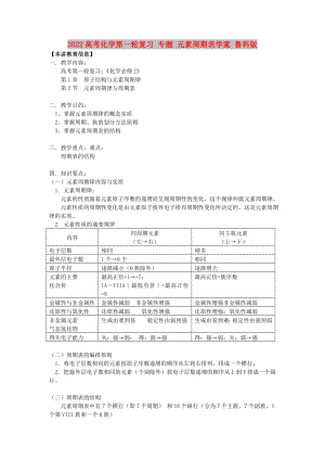 2022高考化學第一輪復習 專題 元素周期表學案 魯科版