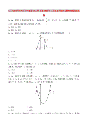 山東省濱州市2022中考數(shù)學(xué) 第三章 函數(shù) 第四節(jié) 二次函數(shù)的圖象與性質(zhì)要題隨堂演練