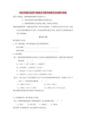 2022年高三化學(xué)一輪復(fù)習(xí)《離子濃度大小比較》學(xué)案