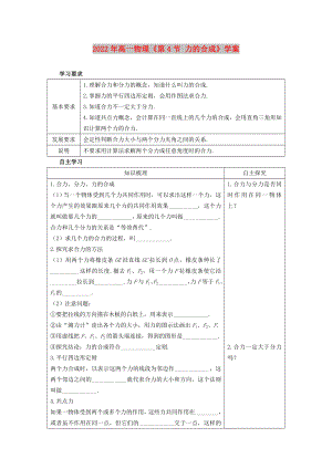 2022年高一物理《第4節(jié) 力的合成》學(xué)案