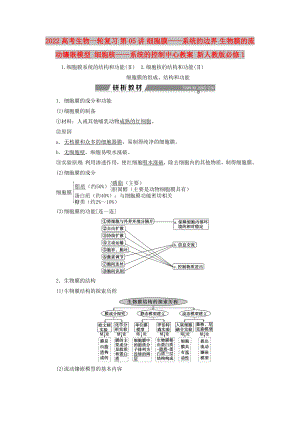 2022高考生物一輪復(fù)習(xí) 第05講 細(xì)胞膜——系統(tǒng)的邊界 生物膜的流動鑲嵌模型 細(xì)胞核——系統(tǒng)的控制中心教案 新人教版必修1