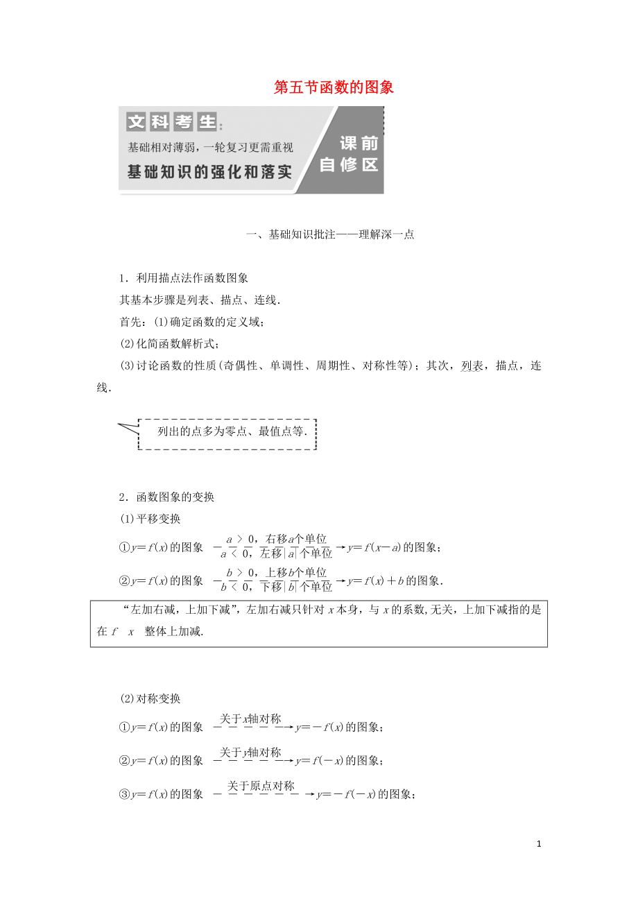 （通用版）2020高考數(shù)學一輪復習 2.5 函數(shù)的圖象講義 文_第1頁