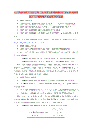 2022年高考化學(xué)總復(fù)習(xí) 第3章 金屬及其重要化合物 第1節(jié) 鈉及其重要化合物高考真題實(shí)戰(zhàn) 新人教版